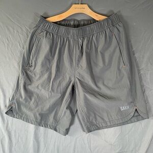 Saxx Ballpark Pouch Gainmaker Shorts Men's Large Gray Lined Zipper Activewear